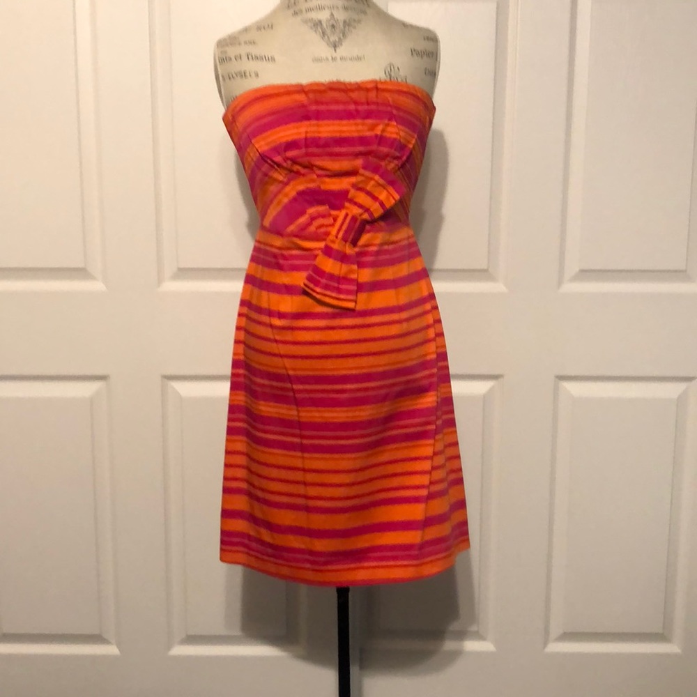 Calvin Klein bow front strapless sheath dress